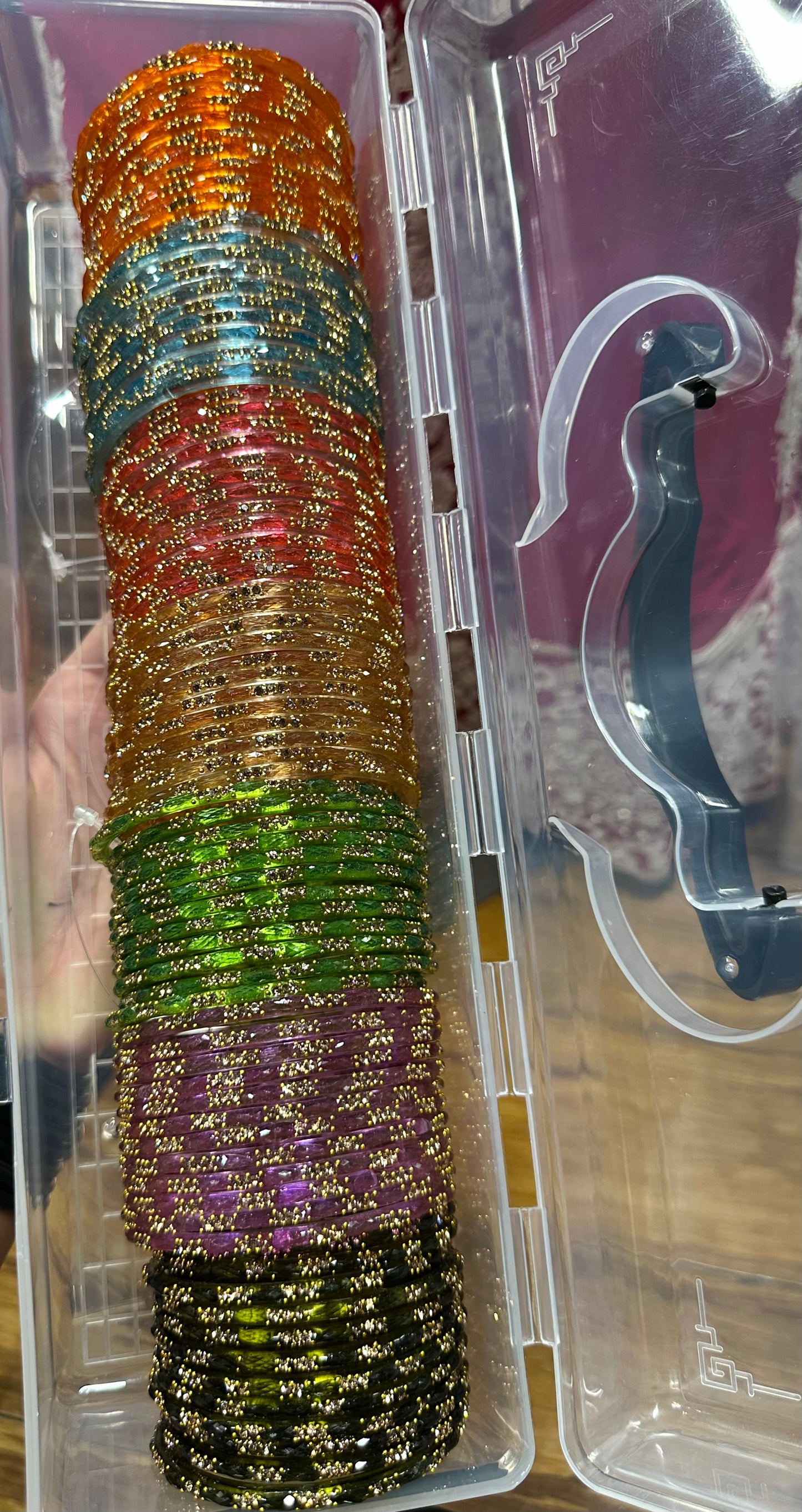 Beautiful Leaf Design Jelly Glass Bangles