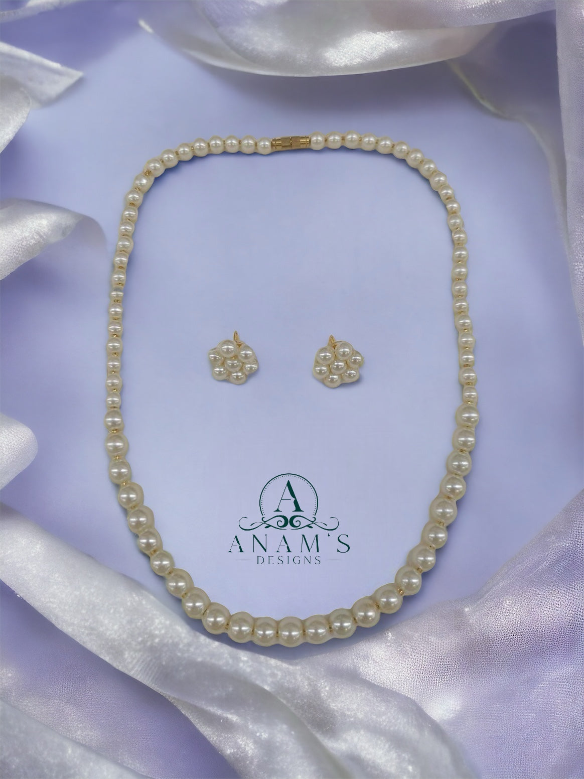 Pearl Mala Set With Studs