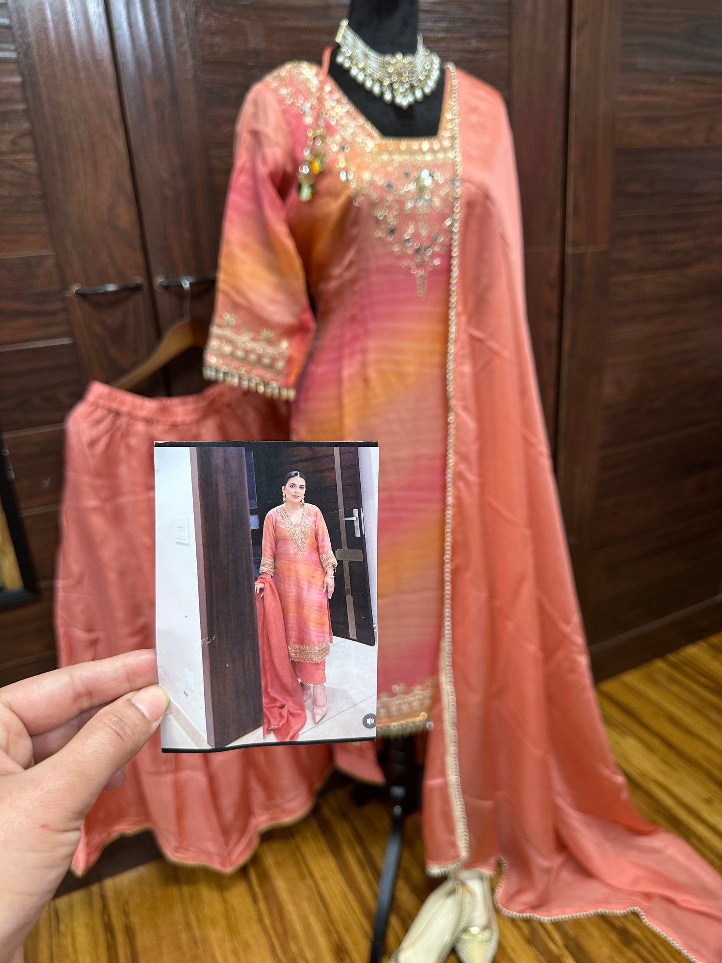 Stylish Handwork/Mirror Work Sharara Suit 44 Ready