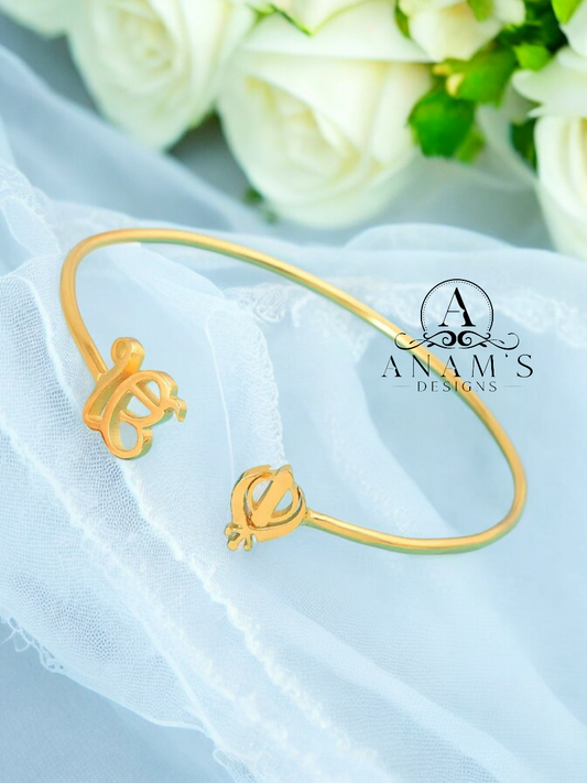 18k PVD Plated High-Quality Ik Onkar Khanda Bracelet. (Unisex) image 3