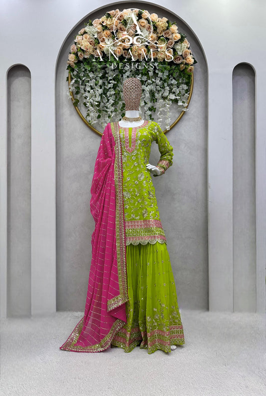 Designer Pakistani Sharara Suit With Heavy Work image 3