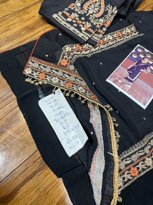 Beautiful black outfit with orange embroidery 40 ready (margin Upto 46)