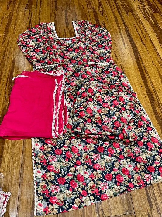 Beautiful Printed Salwar Suit With Chiffon Dupatta 40/42 D2