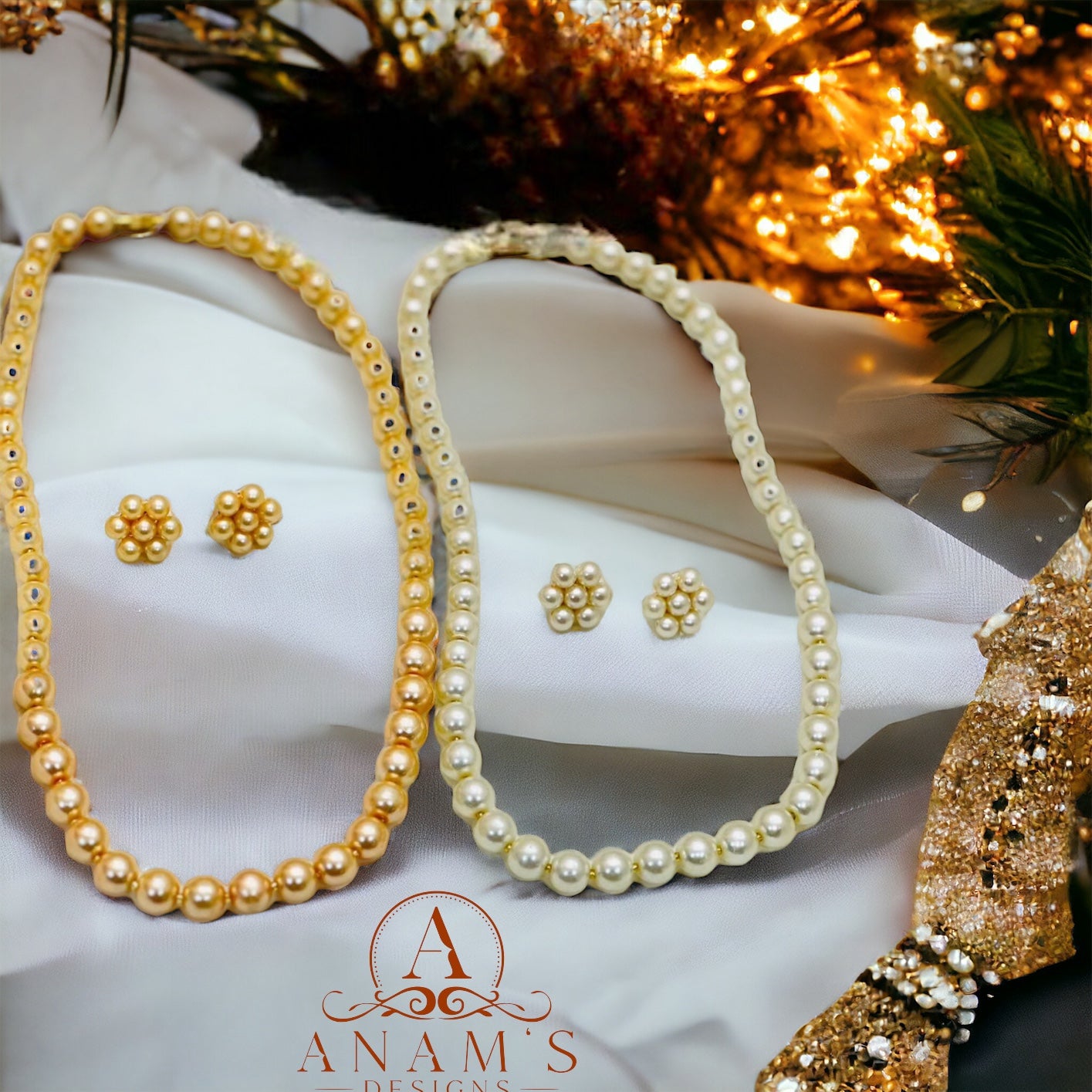 Pearl Mala Set With Studs