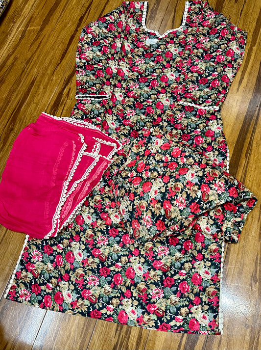 Beautiful Cambric Cotton Self Designed Allover Printed Salwar Suit D12 image 3
