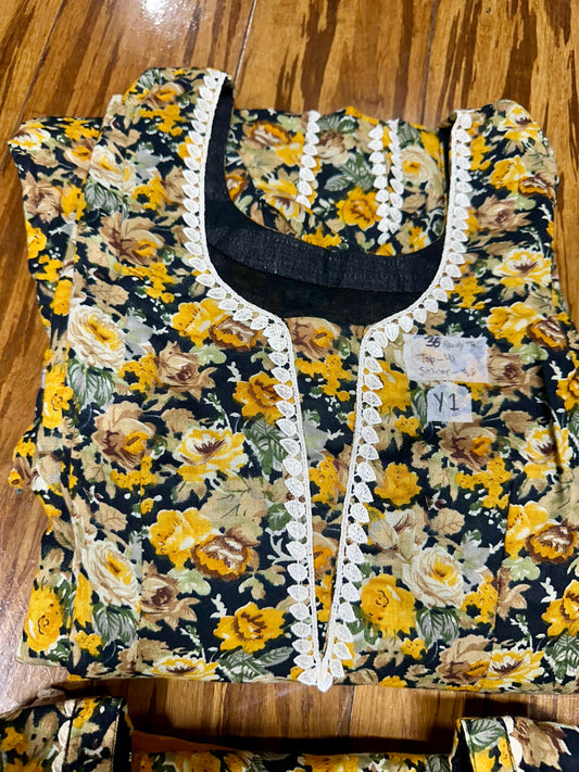 Beautiful Custom Designed Printed Allover Salwar Suit Yellow (Y)1-8
