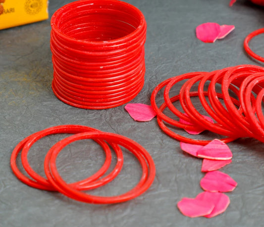 Red Glass Bangles (Plain)