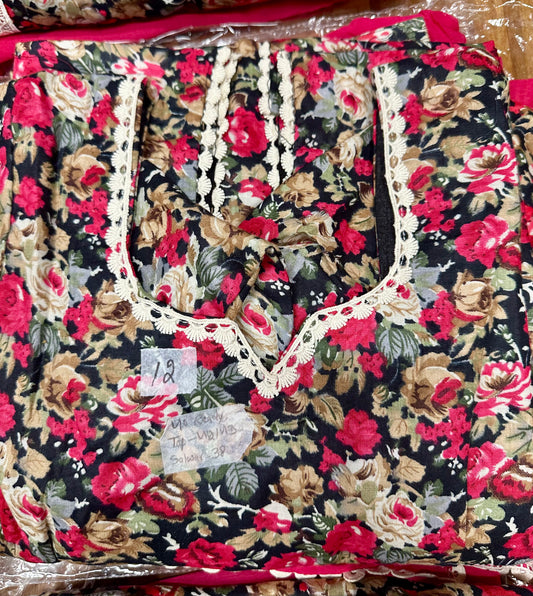 Beautiful Cambric Cotton Self Designed Allover Printed Salwar Suit D12