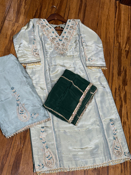 V Neck Hand Embroidered Boutique Suit 40/42 Ready (Margin Upto 46)