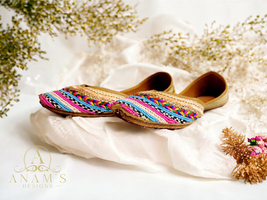Beautiful Fulkari Style Punjabi Jutti With Bright Colors