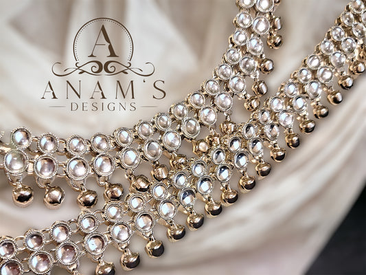 Anklets with Mirror and Kundan stones