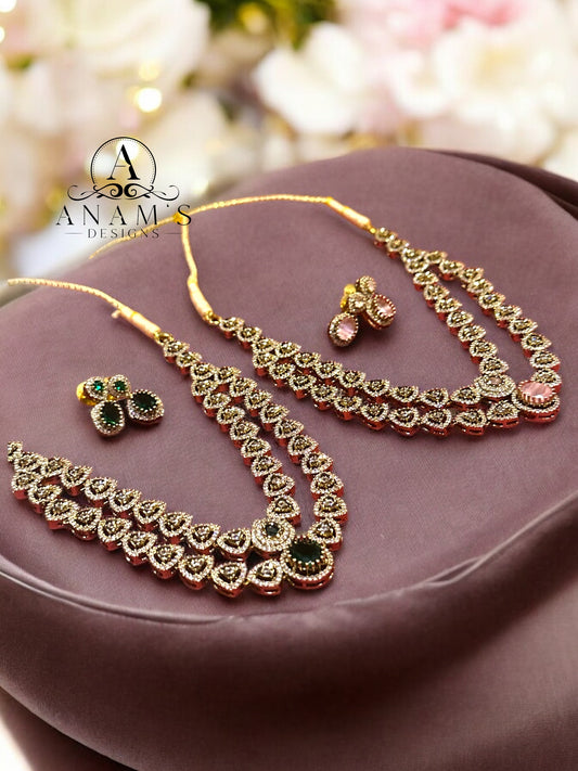 Real Moissanite Kundan Double Layer Set