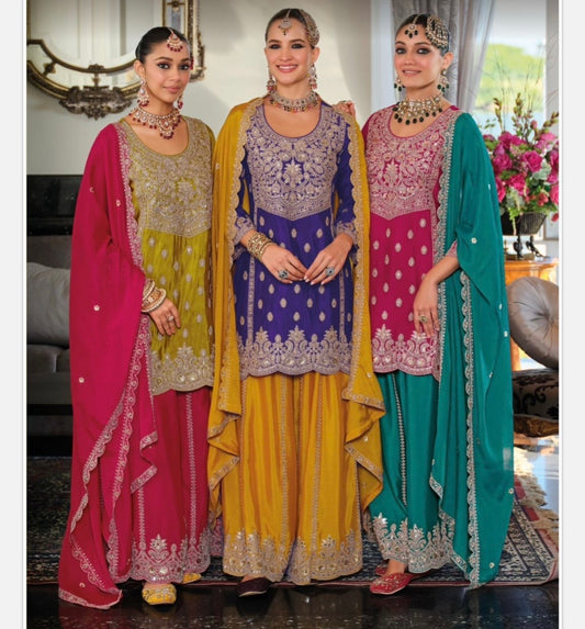 Stylish Pakistani Style Sharara SuitReady-To-Wear 42/44