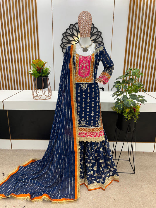 Ready-To-Wear Sharara Suit With Heavy Zari, Sequins & Real Mirrors. image 3