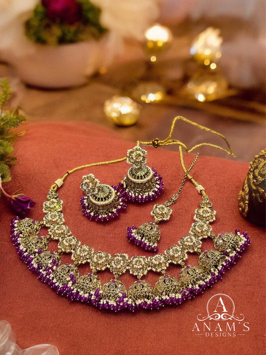 Exclusively Unique Jhumki Concept Polki Necklace Set image 3