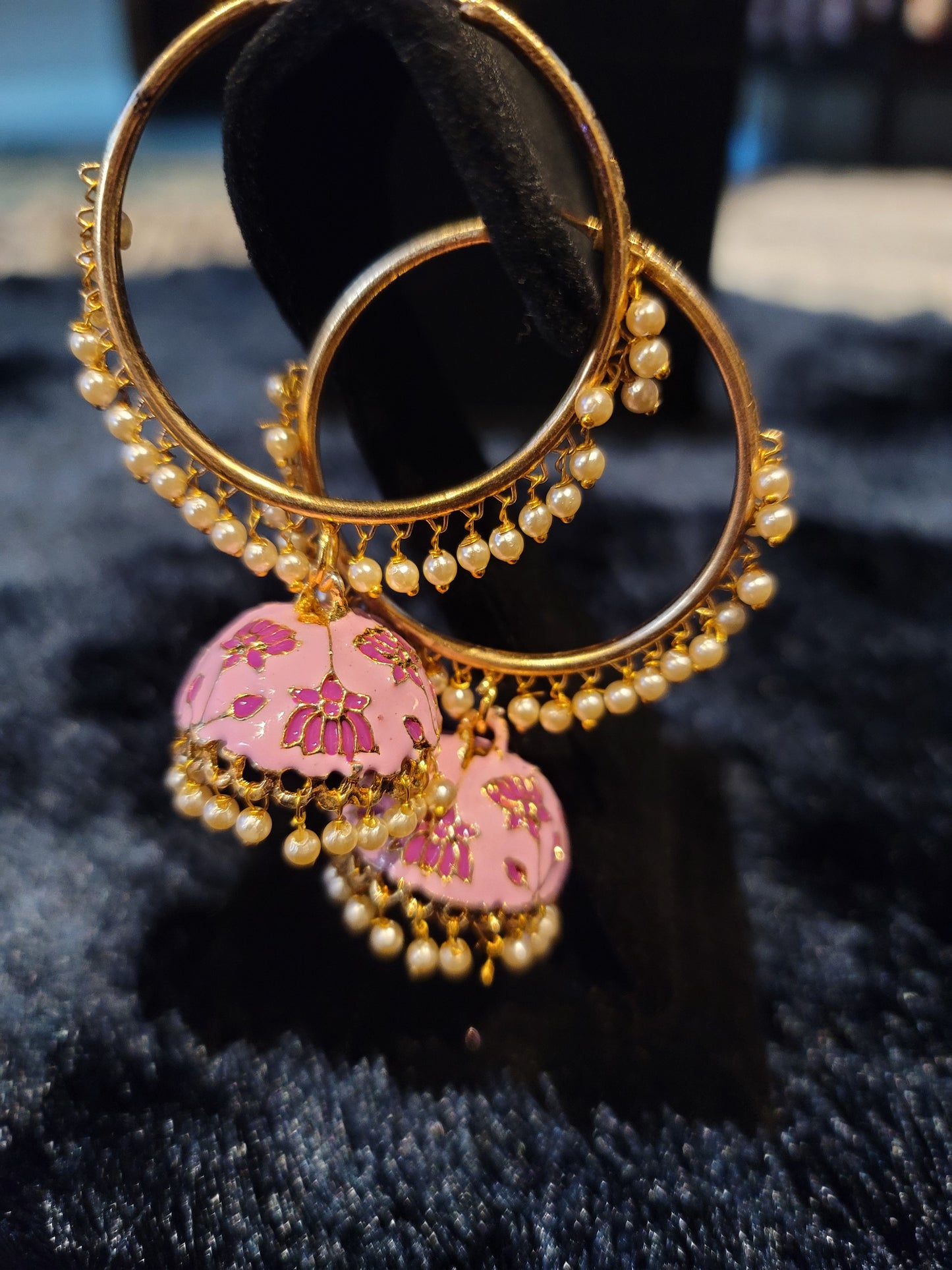 Meenakari oversized Bali Jhumka Earrings set