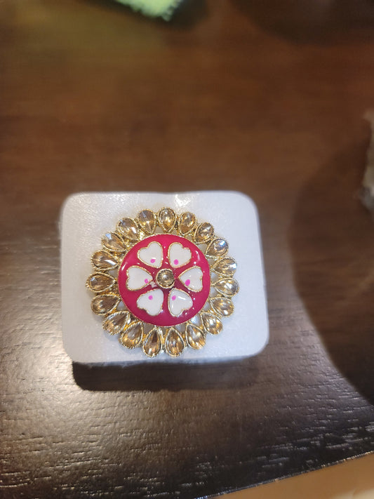 Meenakari & Polki Adjustable Ring image 3