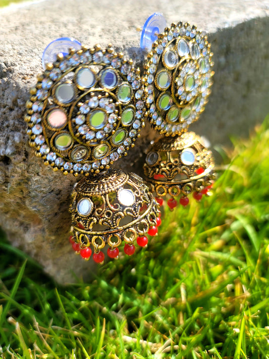 Mirror Jhumki Set