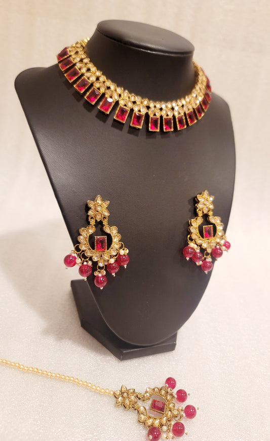 Stylish Hydro Beads Choker Set With Very Lightweight Earrings image 3