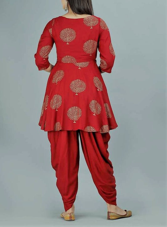 Dhoti and Kurta Set, Red image 3
