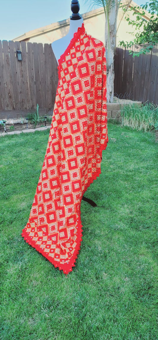 Stylish Fulkari Dupatta with Cut Work image 3