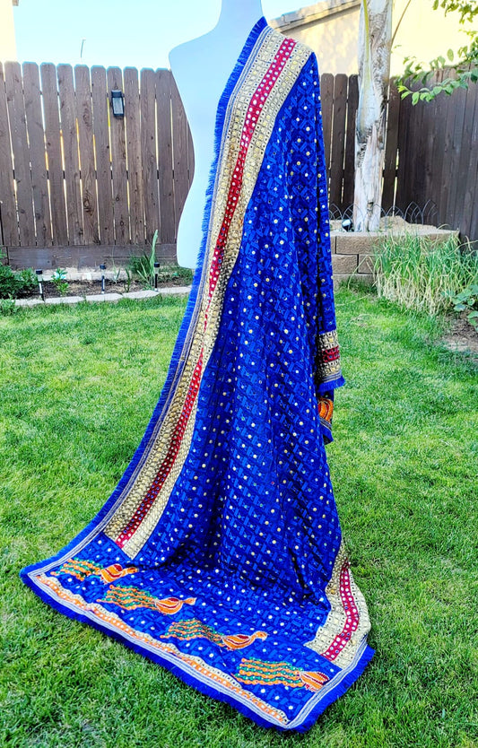 Peacock Embroidered Fulkari Dupatta