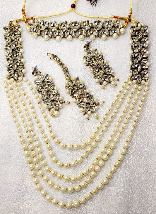 5 Pcs Long Necklace Set With Choker Set