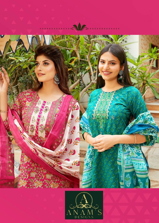 Designer 3pcs Kurti Set 100% Cotton image 3