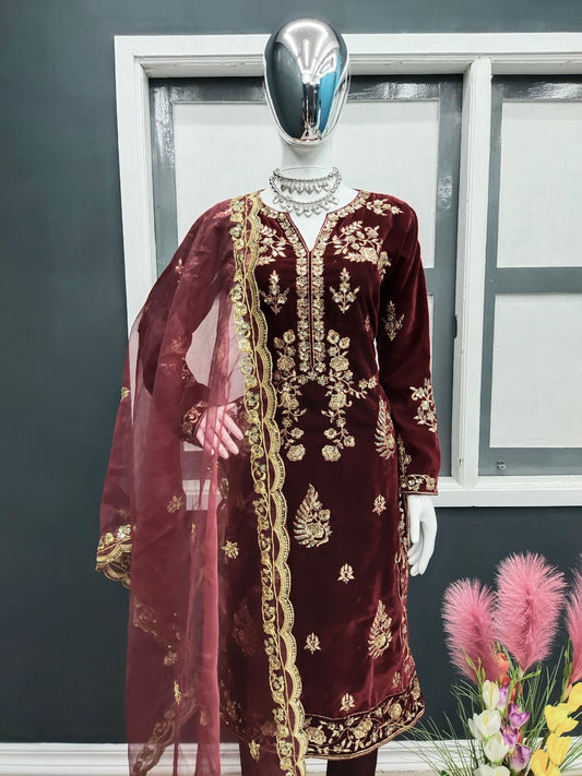 Party Wear Velvet Dress image 3