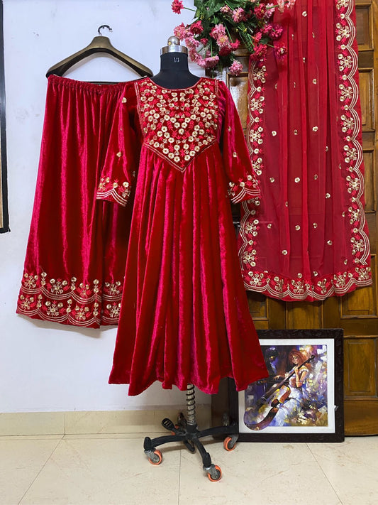 Super Comfertable & Stylish Velvet Palazzo Set image 3