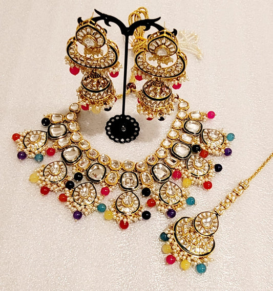 Bridal Original Kundan Lightweight Necklace Set image 3