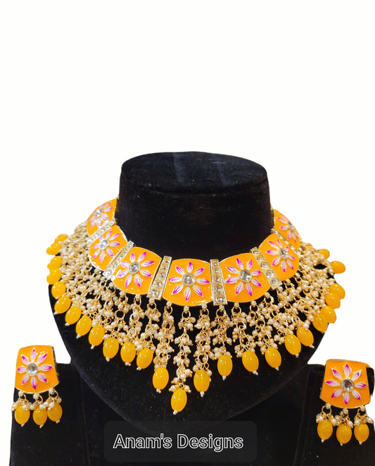 Meenakari Necklace set with Studs