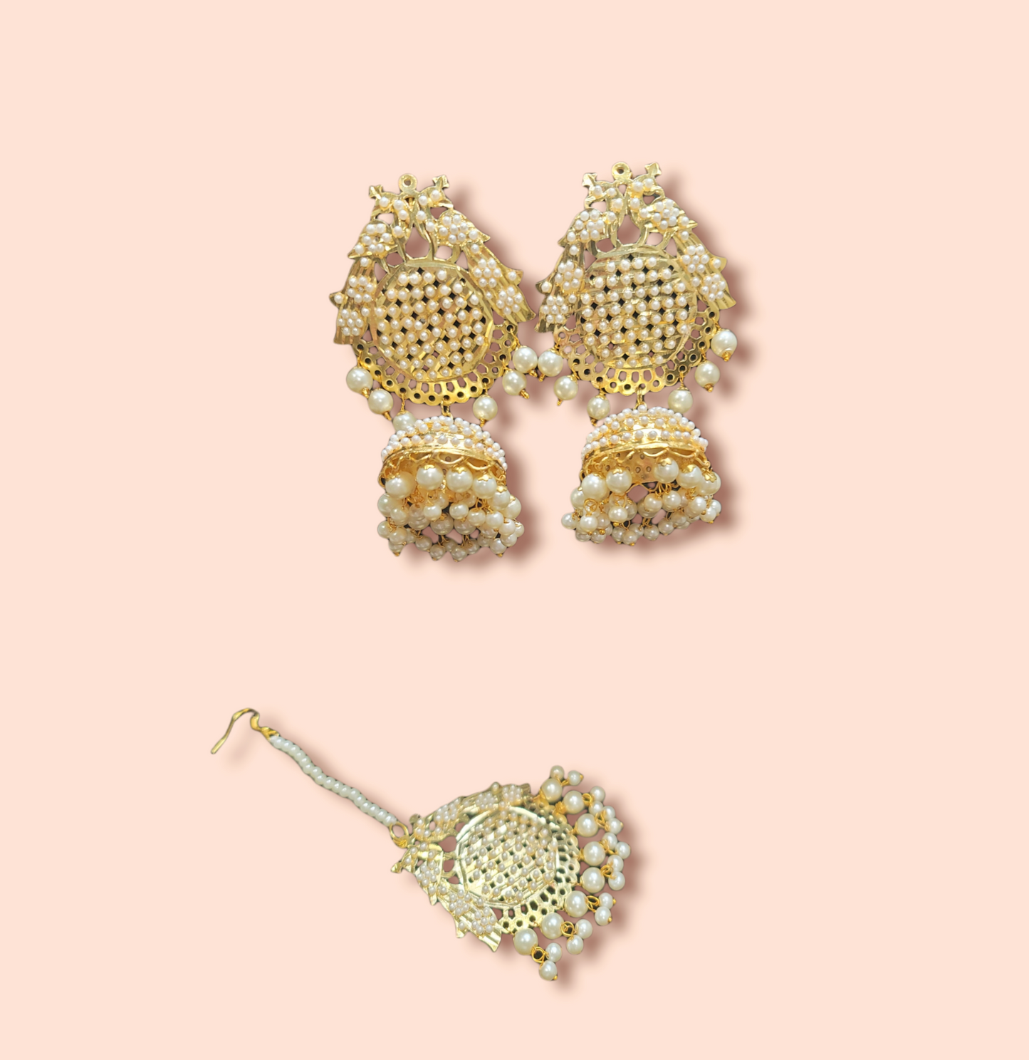 Jadau Pearl Earrings Set (Very Lightweight)