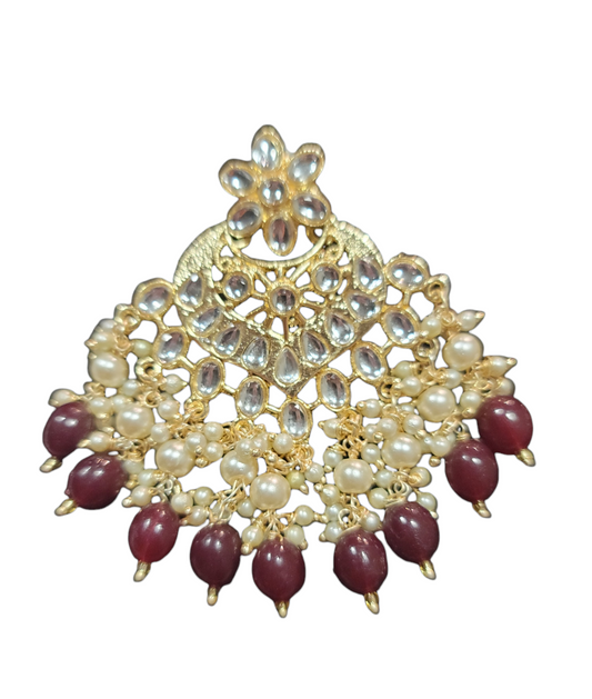 Kundan & Pearls Chandbali Earrings image 3