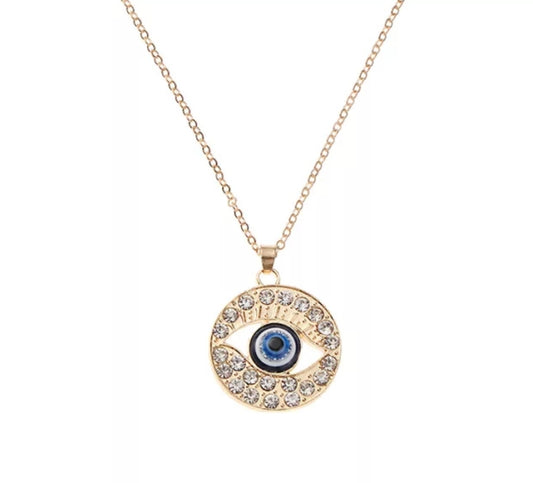 Bohemian Style 14K Gold Evil Eye Protection Pandant & Chain image 3