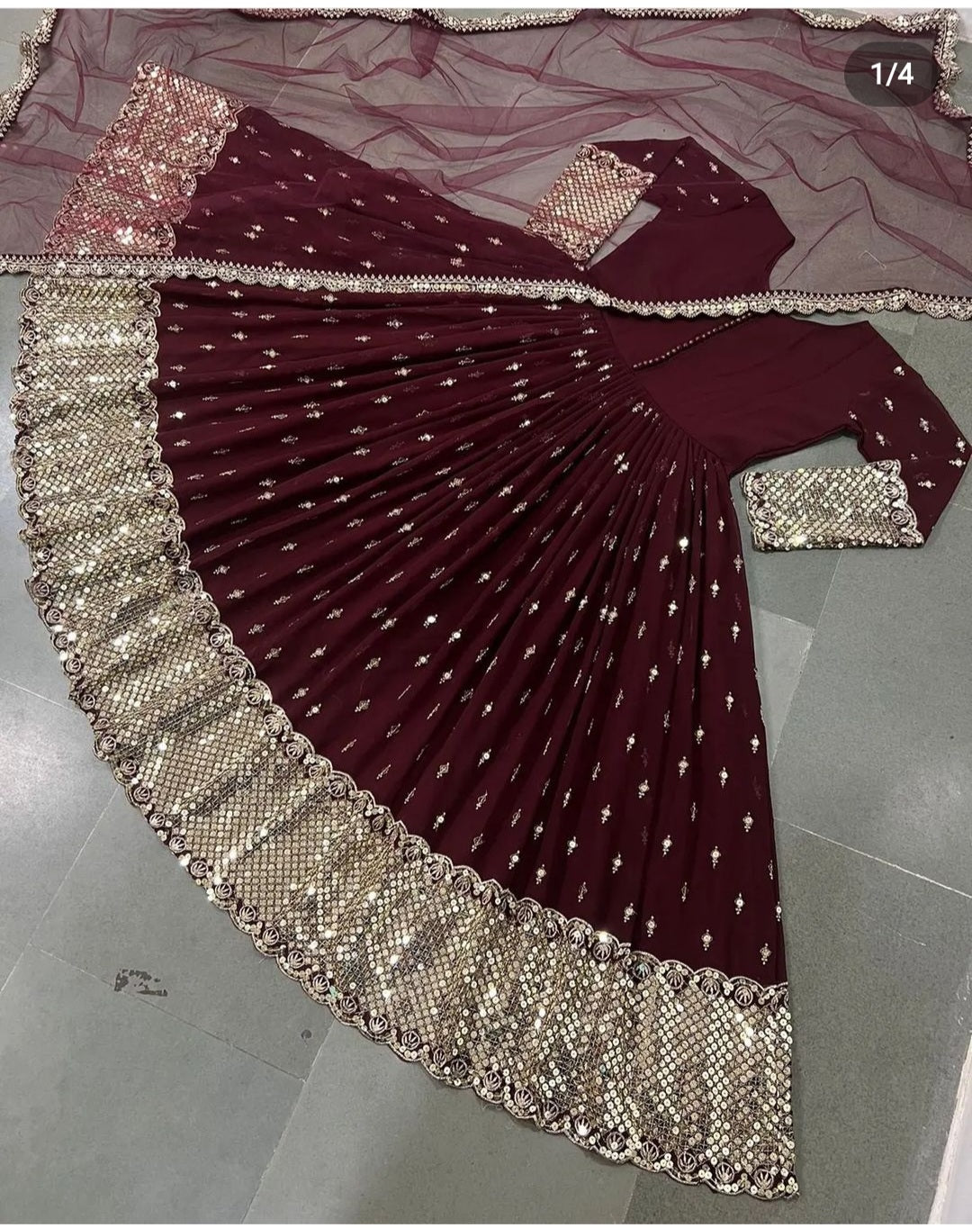 Designer Heavy Faux Georgette Gown & Dupatta Set