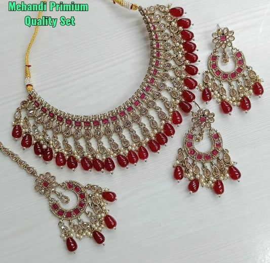Stylish Mehandi Polished Choker Set With Supreme Quality image 3