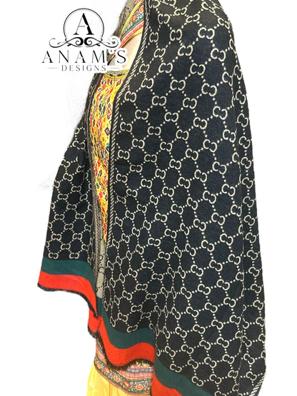 Designer Double Sided Cashmere Shawl (Unisex)