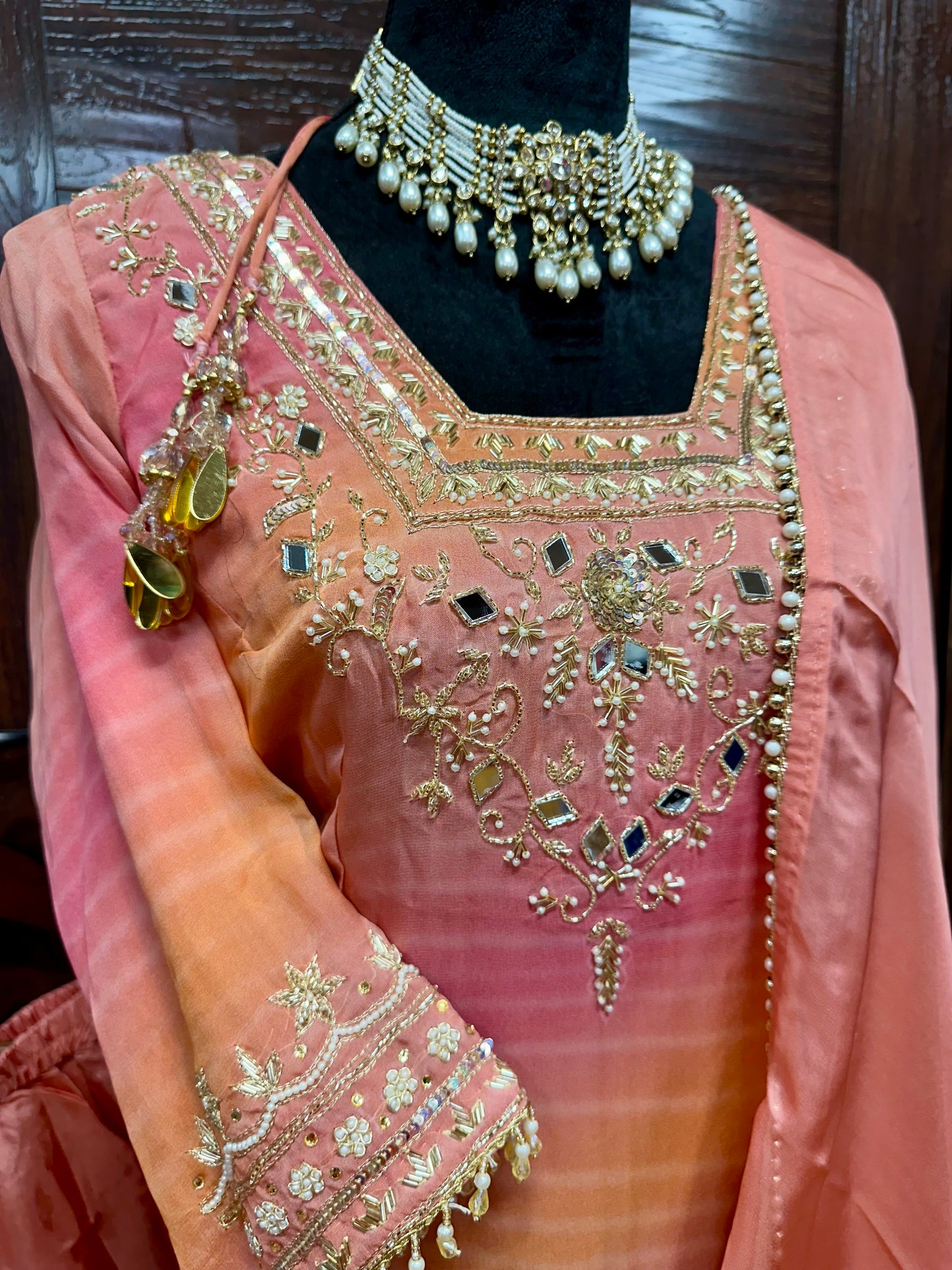 Stylish Handwork/Mirror Work Sharara Suit 44 Ready