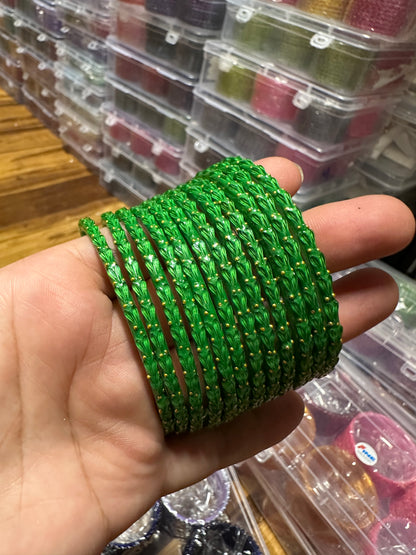 Handcrafted Heart Textured Glass Bangles