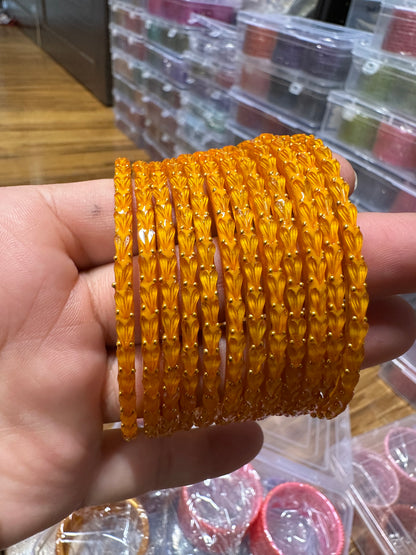 Handcrafted Heart Textured Glass Bangles