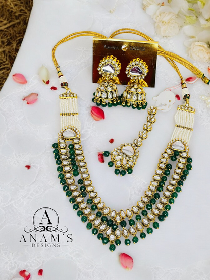 Stylish Kundan Long Necklace Set