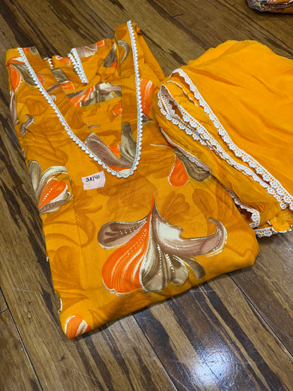 Trending Printed Allover Suit With Pure Chiffon Dupatta (Designs 1-8)