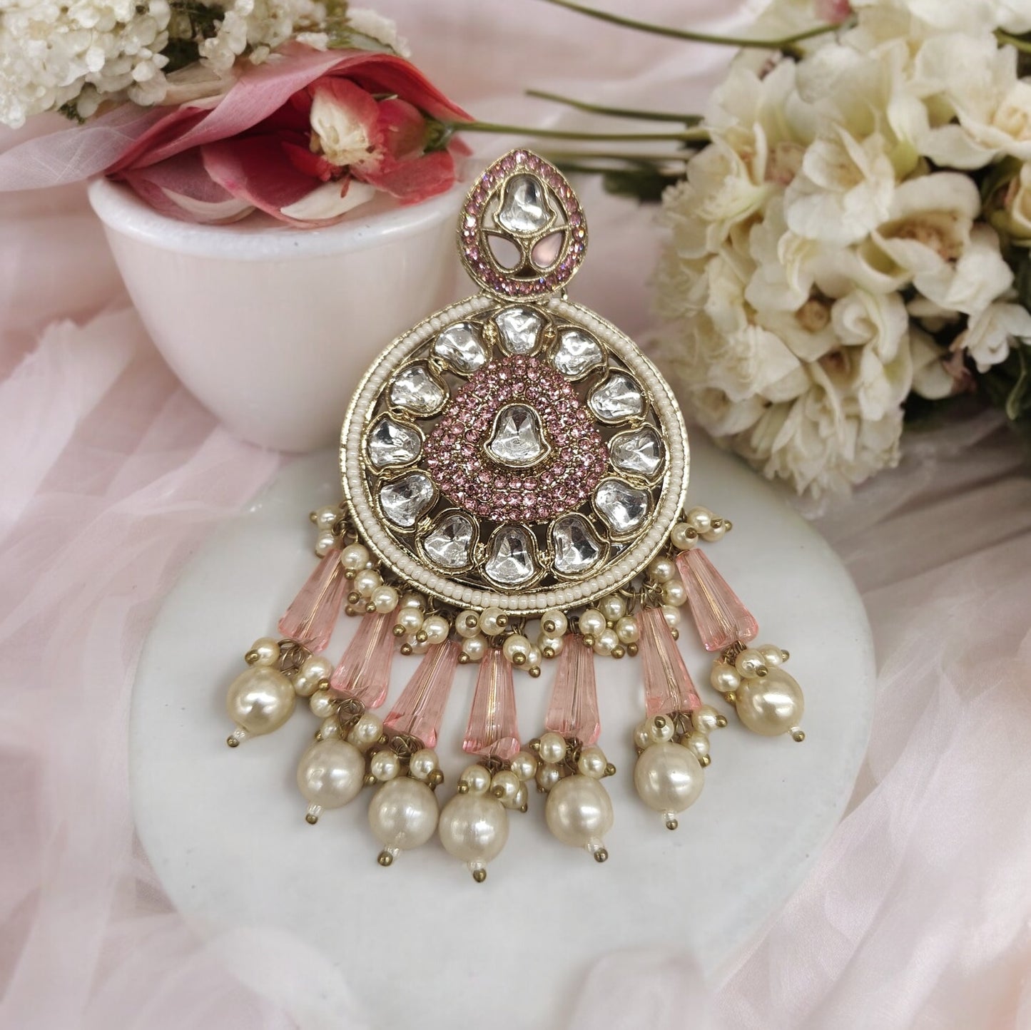 Extremely Lightweight Earring (Kundan Polki)