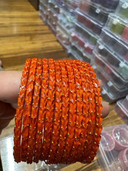 Handcrafted Heart Textured Glass Bangles