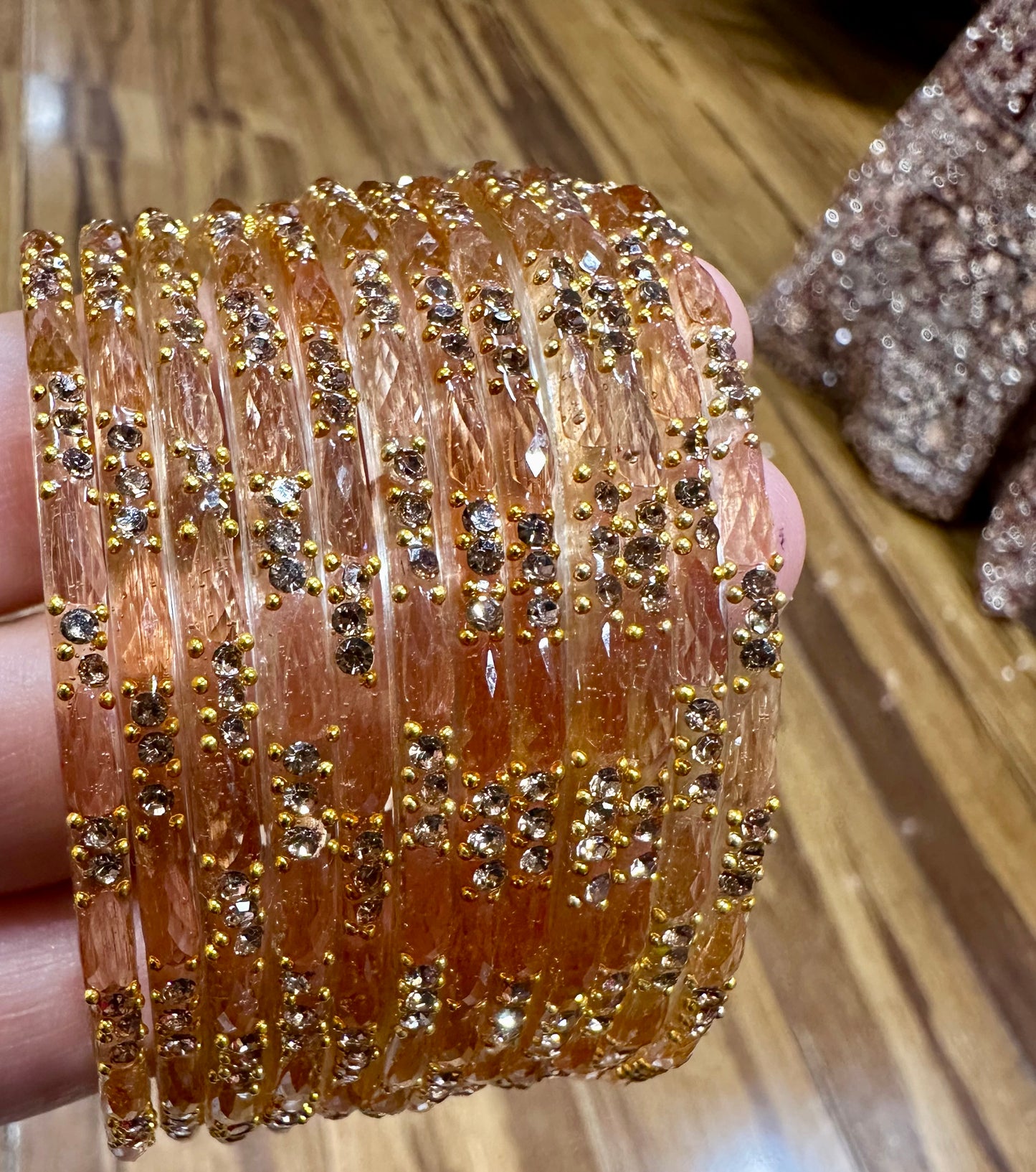Beautiful Leaf Design Jelly Glass Bangles
