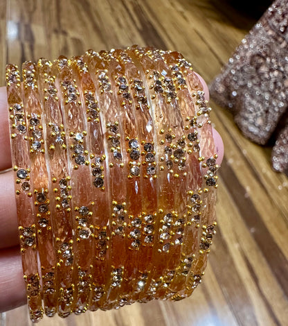 Beautiful Leaf Design Jelly Glass Bangles