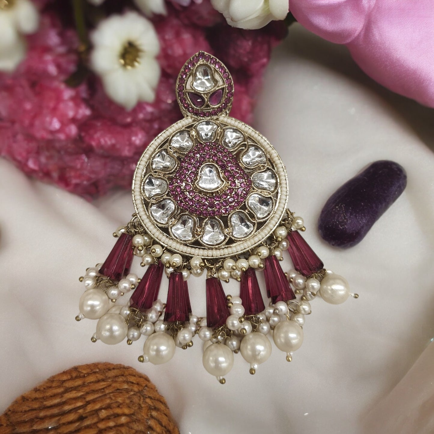 Extremely Lightweight Earring (Kundan Polki)