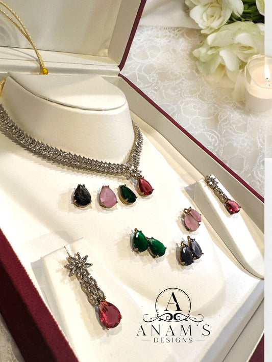 Changeable Royalty CZ Necklace Set