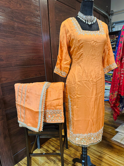 Stylish Suit With Pants & Dupatta Size 40 (With Margin 44)